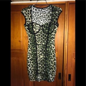 Green leopard dress sz M